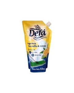 DETERGENTE LÍQUIDO FRIEGASUELOS, FRAGANCIA CITRONELLA Y LIMÓN, FORMATO EN BOLSAS DOY PACK DE 1.5 KG, MARCA: DEFÁ
