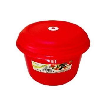  FIAMBRERA PL REDONDA ROJA C/FECHADOR 3L 21X21X15CM   M/VIDAL