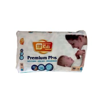 CULEROS DESECHABLES P/BEBE MENOS KG  TALLA S/1 (PAQTE 36 U) M/TB KIDS PREMIUM PLUS 