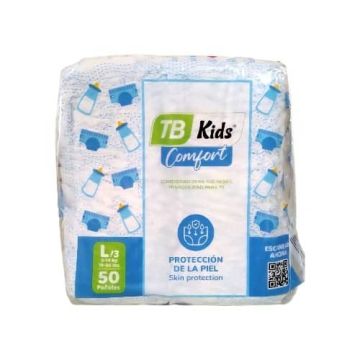 CULEROS DESECHABLES P/BEBE MENOS 9KG A 14 KG TALLA L/3  (PAQTE 50 U) M/TB KIDS COMFORT-L