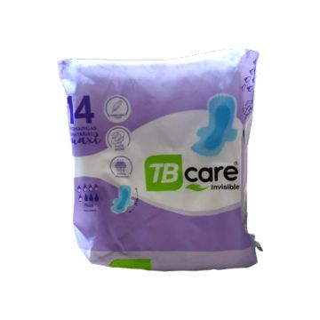 ALMOHADILLAS SANITARIAS C/ALAS M/TB CARE INVISIBLE MAXI PQTE X 14 U