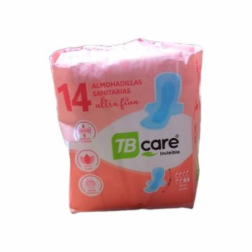 ALMOHADILLAS SANITARIAS C/ALAS MARCA TB CARE INVISIBLE ULTRA FINA PQTE X 14 U