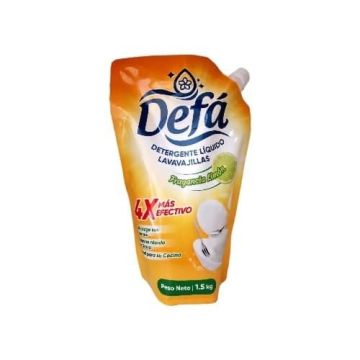 DETERGENTE LÍQUIDO LAVAVAJILLAS, FRAGANCIA LIMÓN, FORMATO EN BOLSAS DOY PACK DE 1.5 KG, MARCA: DEFÁ